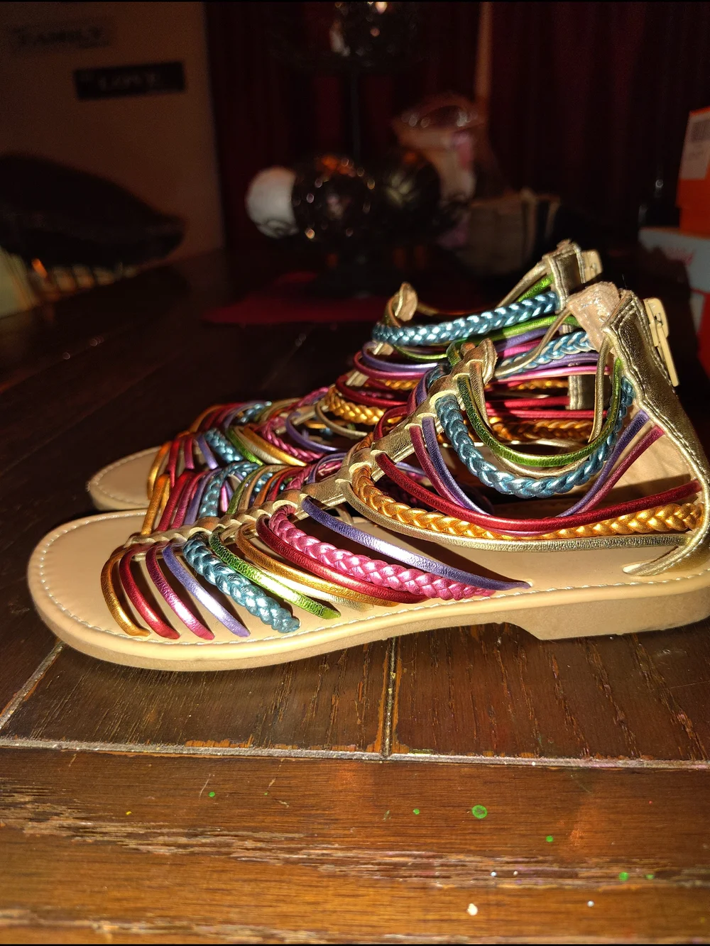 Kids Multicolor Metalic Sz. 4 Strappy Gladiator Sandals NWOT
